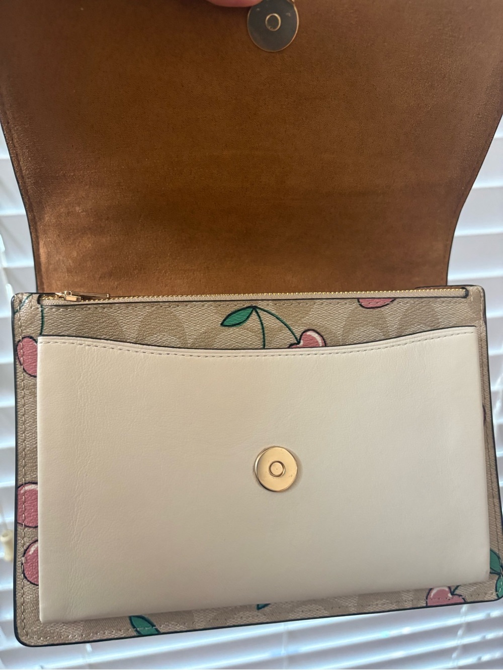 Coach Klare 22 Cherry Print Signature Chain Shoulder Bag - Pink/Beige - Picture 5 of 6